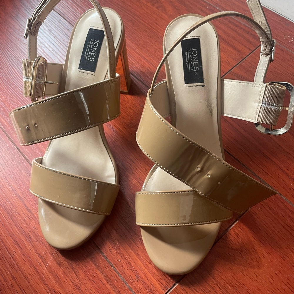 Beige strap high heels